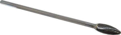 SGS Pro - 1/2" Cut Diam, 1/4" Shank Diam, Flame Head Double Cut Burr - Carbide, Radius End, 1-1/4" LOC - USA Tool & Supply