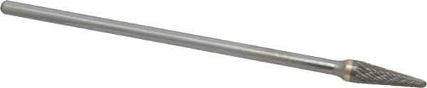 SGS Pro - 3/8" Cut Diam, 1/4" Shank Diam, Taper Head Double Cut Burr - Carbide, Radius End, 1-1/16" LOC - USA Tool & Supply