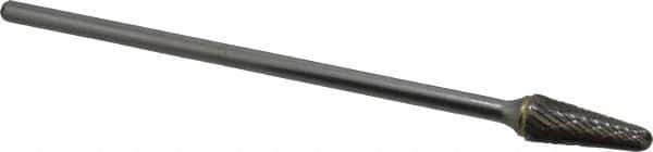 SGS Pro - 1/2" Cut Diam, 1/4" Shank Diam, Taper Head Double Cut Burr - Carbide, Radius End, 1-1/8" LOC - USA Tool & Supply