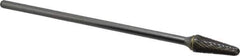 SGS Pro - 1/2" Cut Diam, 1/4" Shank Diam, Taper Head Double Cut Burr - Carbide, Radius End, 1-1/8" LOC - USA Tool & Supply