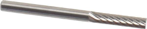 SGS Pro - 1/8" Cut Diam, 1/8" Shank Diam, Cylinder Head Single Cut Burr - Carbide, Flat End, 9/16" LOC, 1-1/2" OAL - USA Tool & Supply