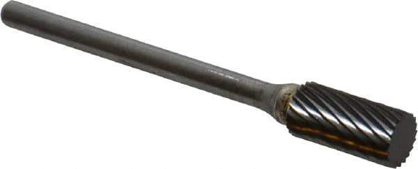 SGS Pro - 1/4" Cut Diam, 1/8" Shank Diam, Cylinder Head Single Cut Burr - Carbide, Flat End, 1/2" LOC, 2-1/4" OAL - USA Tool & Supply
