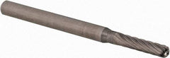 SGS Pro - 3/32" Cut Diam, 1/8" Shank Diam, Cylinder with Radius Head Single Cut Burr - Carbide, Radius End, 7/16" LOC, 2" OAL - USA Tool & Supply