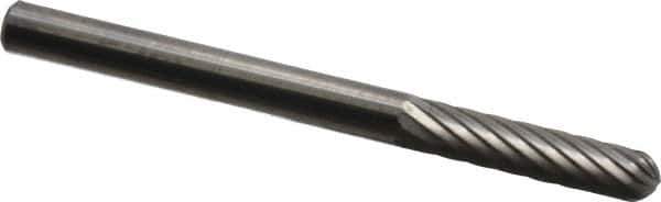 SGS Pro - 1/8" Cut Diam, 1/8" Shank Diam, Cylinder with Radius Head Single Cut Burr - Carbide, Radius End, 9/16" LOC, 1-1/2" OAL - USA Tool & Supply