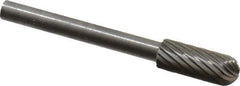 SGS Pro - 3/16" Cut Diam, 1/8" Shank Diam, Cylinder with Radius Head Single Cut Burr - Carbide, Radius End, 1/2" LOC - USA Tool & Supply