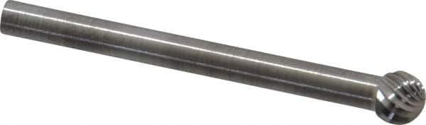 SGS Pro - 3/16" Cut Diam, 1/8" Shank Diam, Ball Head Single Cut Burr - Carbide, Radius End, 5/32" LOC - USA Tool & Supply
