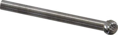 SGS Pro - 3/16" Cut Diam, 1/8" Shank Diam, Ball Head Single Cut Burr - Carbide, Radius End, 5/32" LOC - USA Tool & Supply