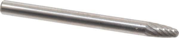 SGS Pro - 1/8" Cut Diam, 1/8" Shank Diam, Tree with Radius Head Single Cut Burr - Carbide, Radius End, 1/4" LOC, 1-1/2" OAL - USA Tool & Supply