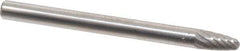 SGS Pro - 1/8" Cut Diam, 1/8" Shank Diam, Tree with Radius Head Single Cut Burr - Carbide, Radius End, 1/4" LOC, 1-1/2" OAL - USA Tool & Supply