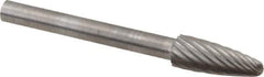 SGS Pro - 3/16" Cut Diam, 1/8" Shank Diam, Tree with Radius Head Single Cut Burr - Carbide, Radius End, 1/2" LOC - USA Tool & Supply