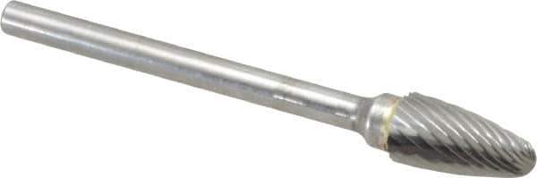 SGS Pro - 1/4" Cut Diam, 1/8" Shank Diam, Tree with Radius Head Single Cut Burr - Carbide, Radius End, 1/2" LOC, 2" OAL - USA Tool & Supply