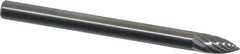 SGS Pro - 1/8" Cut Diam, 1/8" Shank Diam, Tree Head Single Cut Burr - Carbide, Point End, 1/4" LOC, 1-1/2" OAL - USA Tool & Supply