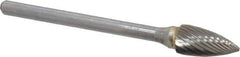 SGS Pro - 1/4" Cut Diam, 1/8" Shank Diam, Tree Head Single Cut Burr - Carbide, Point End, 1/2" LOC - USA Tool & Supply