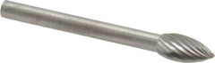 SGS Pro - 3/16" Cut Diam, 1/8" Shank Diam, Flame Head Single Cut Burr - Carbide, Radius End, 3/8" LOC - USA Tool & Supply