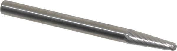SGS Pro - 1/8" Cut Diam, 1/8" Shank Diam, Taper Head Single Cut Burr - Carbide, Radius End, 3/8" LOC, 1-1/2" OAL - USA Tool & Supply