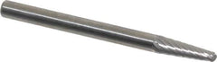 SGS Pro - 1/8" Cut Diam, 1/8" Shank Diam, Taper Head Single Cut Burr - Carbide, Radius End, 3/8" LOC, 1-1/2" OAL - USA Tool & Supply