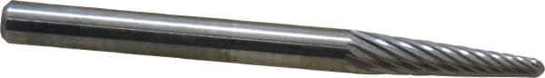 SGS Pro - 1/8" Cut Diam, 1/8" Shank Diam, Taper Head Single Cut Burr - Carbide, Radius End, 1/2" LOC, 1-1/2" OAL - USA Tool & Supply