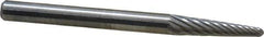 SGS Pro - 1/8" Cut Diam, 1/8" Shank Diam, Taper Head Single Cut Burr - Carbide, Radius End, 1/2" LOC, 1-1/2" OAL - USA Tool & Supply