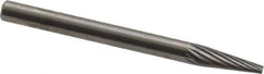 SGS Pro - 1/8" Cut Diam, 1/8" Shank Diam, Cone Head Single Cut Burr - Carbide, Point End, 11/32" LOC, 1-1/2" OAL - USA Tool & Supply