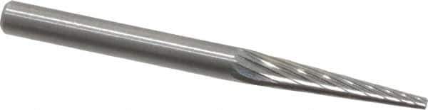 SGS Pro - 1/8" Cut Diam, 1/8" Shank Diam, Cone Head Single Cut Burr - Carbide, Point End, 5/8" LOC, 1-1/2" OAL - USA Tool & Supply