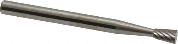 SGS Pro - 1/8" Cut Diam, 1/8" Shank Diam, Inverted Cone Head Single Cut Burr - Carbide, Flat End, 3/16" LOC, 1-1/2" OAL - USA Tool & Supply