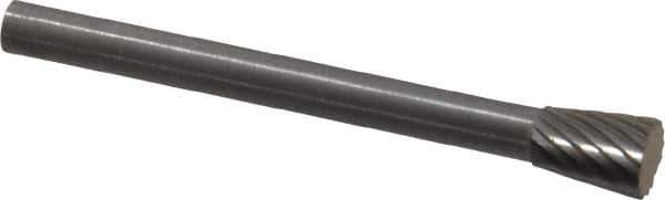 SGS Pro - 3/16" Cut Diam, 1/8" Shank Diam, Inverted Cone Head Single Cut Burr - Carbide, Flat End, 1/4" LOC - USA Tool & Supply