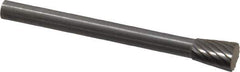 SGS Pro - 3/16" Cut Diam, 1/8" Shank Diam, Inverted Cone Head Single Cut Burr - Carbide, Flat End, 1/4" LOC - USA Tool & Supply