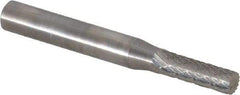 SGS Pro - 1/16" Cut Diam, 1/8" Shank Diam, Cylinder Head Double Cut Burr - Carbide, Flat End, 1/4" LOC, 1-1/2" OAL - USA Tool & Supply