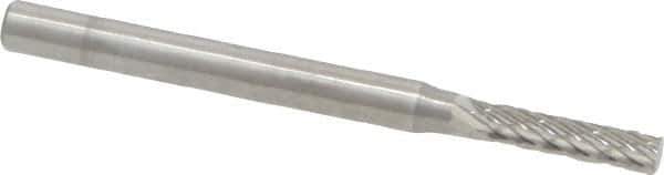 SGS Pro - 3/32" Cut Diam, 1/8" Shank Diam, Cylinder Head Double Cut Burr - Carbide, Flat End, 7/16" LOC, 1-1/2" OAL - USA Tool & Supply