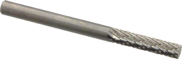 SGS Pro - 1/8" Cut Diam, 1/8" Shank Diam, Cylinder Head Double Cut Burr - Carbide, Flat End, 9/16" LOC, 1-1/2" OAL - USA Tool & Supply