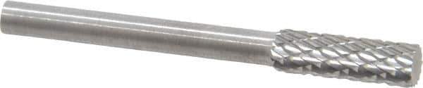 SGS Pro - 5/32" Cut Diam, 1/8" Shank Diam, Cylinder Head Double Cut Burr - Carbide, Flat End, 1/2" LOC - USA Tool & Supply