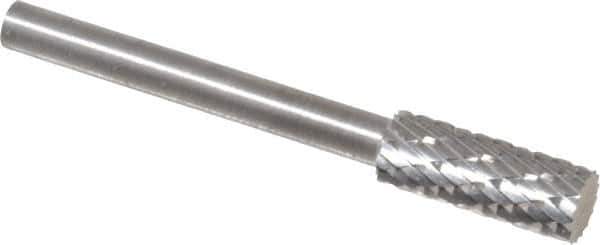 SGS Pro - 3/16" Cut Diam, 1/8" Shank Diam, Cylinder Head Double Cut Burr - Carbide, Flat End, 1/2" LOC - USA Tool & Supply