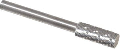 SGS Pro - 3/16" Cut Diam, 1/8" Shank Diam, Cylinder Head Double Cut Burr - Carbide, Flat End, 1/2" LOC - USA Tool & Supply