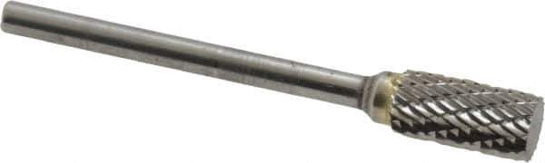 SGS Pro - 1/4" Cut Diam, 1/8" Shank Diam, Cylinder Head Double Cut Burr - Carbide, Flat End, 1/2" LOC, 2-1/4" OAL - USA Tool & Supply
