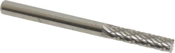 SGS Pro - 1/8" Cut Diam, 1/8" Shank Diam, Cylinder with End Cut Head Double Cut Burr - Carbide, End Cut End, 9/16" LOC, 1-1/2" OAL - USA Tool & Supply