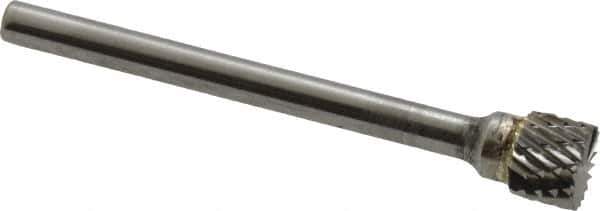 SGS Pro - 1/4" Cut Diam, 1/8" Shank Diam, Cylinder with End Cut Head Double Cut Burr - Carbide, End Cut End, 3/16" LOC, 1-11/16" OAL - USA Tool & Supply