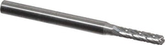 SGS Pro - 3/32" Cut Diam, 1/8" Shank Diam, Cylinder with Radius Head Double Cut Burr - Carbide, Radius End, 7/16" LOC, 1-1/2" OAL - USA Tool & Supply
