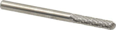 SGS Pro - 1/8" Cut Diam, 1/8" Shank Diam, Cylinder with Radius Head Double Cut Burr - Carbide, Radius End, 9/16" LOC, 1-1/2" OAL - USA Tool & Supply