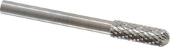 SGS Pro - 5/32" Cut Diam, 1/8" Shank Diam, Cylinder with Radius Head Double Cut Burr - Carbide, Radius End, 1/2" LOC - USA Tool & Supply