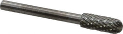 SGS Pro - 3/16" Cut Diam, 1/8" Shank Diam, Cylinder with Radius Head Double Cut Burr - Carbide, Radius End, 1/2" LOC - USA Tool & Supply