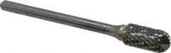 SGS Pro - 1/4" Cut Diam, 1/8" Shank Diam, Cylinder with Radius Head Double Cut Burr - Carbide, Radius End, 1/2" LOC, 2-15/16" OAL - USA Tool & Supply