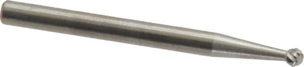 SGS Pro - 3/32" Cut Diam, 1/8" Shank Diam, Ball Head Double Cut Burr - Carbide, Radius End, 3/32" LOC, 1-1/2" OAL - USA Tool & Supply