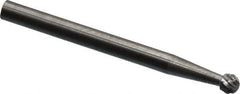 SGS Pro - 1/8" Cut Diam, 1/8" Shank Diam, Ball Head Double Cut Burr - Carbide, Radius End, 1/8" LOC, 1-1/2" OAL - USA Tool & Supply