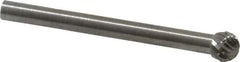 SGS Pro - 3/16" Cut Diam, 1/8" Shank Diam, Ball Head Double Cut Burr - Carbide, Radius End, 5/32" LOC - USA Tool & Supply