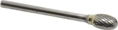 SGS Pro - 1/4" Cut Diam, 1/8" Shank Diam, Oval Head Double Cut Burr - Carbide, Radius End, 3/8" LOC - USA Tool & Supply