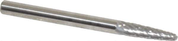 SGS Pro - 1/8" Cut Diam, 1/8" Shank Diam, Tree with Radius Head Double Cut Burr - Carbide, Radius End, 1/2" LOC, 1-1/2" OAL - USA Tool & Supply