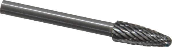 SGS Pro - 3/16" Cut Diam, 1/8" Shank Diam, Tree with Radius Head Double Cut Burr - Carbide, Radius End, 1/2" LOC - USA Tool & Supply