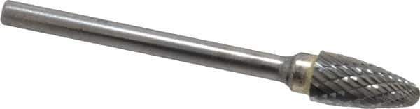 SGS Pro - 1/4" Cut Diam, 1/8" Shank Diam, Tree with Radius Head Double Cut Burr - Carbide, Radius End, 1/2" LOC, 2" OAL - USA Tool & Supply