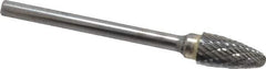 SGS Pro - 1/4" Cut Diam, 1/8" Shank Diam, Tree with Radius Head Double Cut Burr - Carbide, Radius End, 1/2" LOC, 2" OAL - USA Tool & Supply