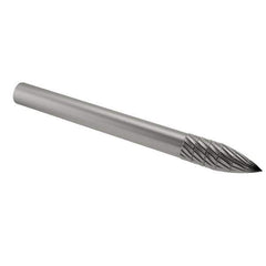 SGS Pro - 1/8" Cut Diam, 1/8" Shank Diam, Tree Head Double Cut Burr - Carbide, Point End, 5/16" LOC - USA Tool & Supply